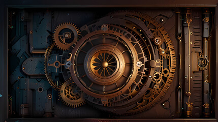 Abstract Background With Gear and Steam Engine Theme