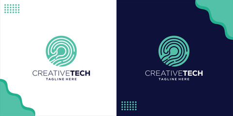 Creative Fingerprint Logo, Fingerprint Scanning Logo for Identity, Design Inspiration, Illustration, Vector
