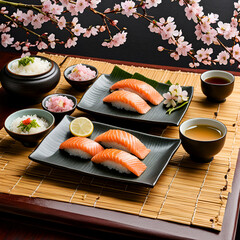 Sushi Platter Featuring Salmon