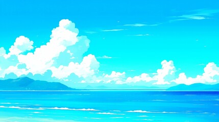 landscape beach style drawing anime background