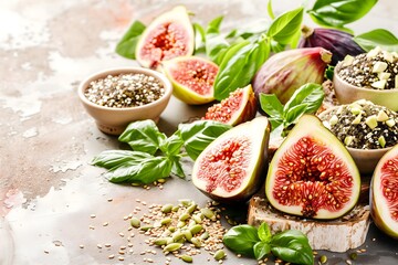fresh figs on wooden board