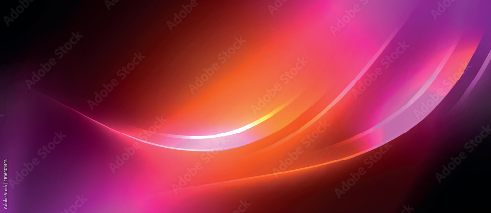 Poster vibrant colorfulness of magenta and electric blue waves dance on a black canvas, creating a mesmeriz