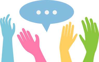 hands holding speech bubbles