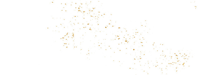 Luxury gold sparkle confetti glitter and zigzag ribbon falling down on transparent background. Vector illustration.