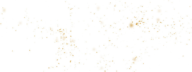 Fototapeta na wymiar Abstract doted and confetti golden glitter and dust particles splatter on transparent background. Dust golden grunge background. Vector illustration.