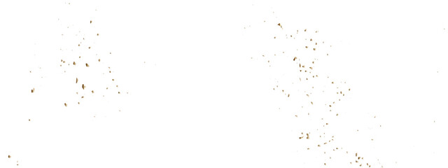 Abstract doted and confetti golden glitter and dust particles splatter on transparent background. Dust golden grunge background. Vector illustration.