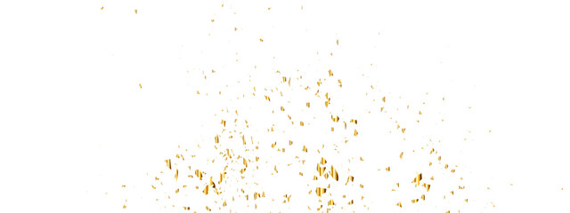 Abstract doted and confetti golden glitter and dust particles splatter on transparent background. Dust golden grunge background. Vector illustration.