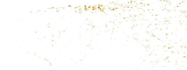 Golden glitter confetti falling down on transparent background. Vector illustration.