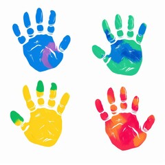 Obraz premium Vector illustration of vibrant red handprints of a kid, Ai Generated