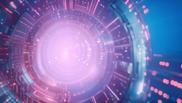 A digital tunnel with multiple layers of security barriers representing the multilayered approach to data protection in quantum encryption. .