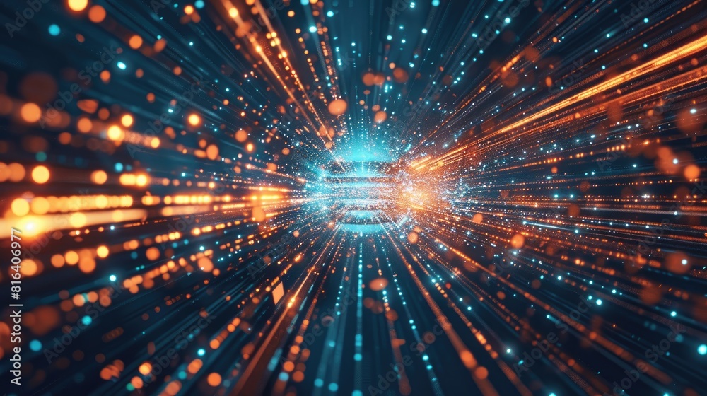 Poster high speed digital data network and particles in cyberspace future technology abstract concept