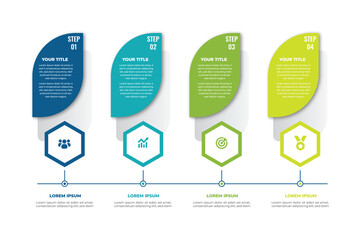 Business process infographic template. Four colourful graphic with numbers 4 steps. Vector illustration graphic design