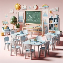 Chair and Table Set for Small Children to Learn and Play