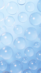 青背景に複数の水玉の背景素材。3D（縦長）