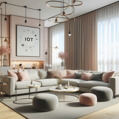 Comfortable and Modern Family Room with IoT Concept