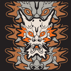 A Dragon head logo. This is vector illustration ideal for a mascot and tattoo or T-shirt graphic.