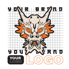 A Dragon head logo. This is vector illustration ideal for a mascot and tattoo or T-shirt graphic.