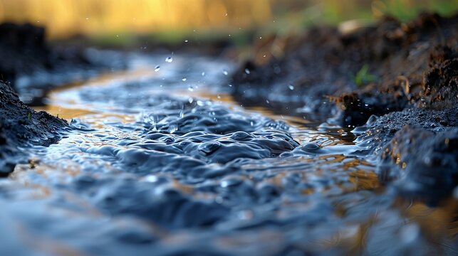 Contaminants, A closeup of contaminated groundwater with visible discoloration. Illustration image, Minimal Style, Clean and Clear Color,