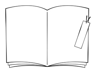 本の見開きのシンプルなイラスト