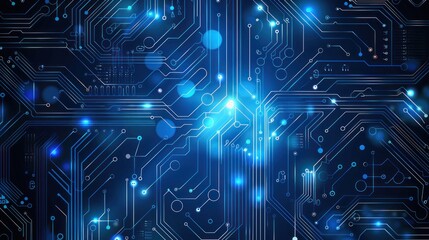 Obraz premium Circuit Board. Blue circuit wallpaper. Technology concept. High Tech Background