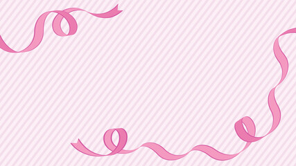 くるくるしたピンクリボンの背景フレーム枠