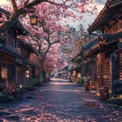 Obraz premium The image is a photo of a street in Japan
