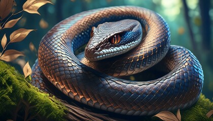 Make a coiled jergon snake (botrhus pictus) in the shape of an s with a pattern on the body of a series of dorsolateral spots that are rectangular or trapezoidal in shape and extend from the first row