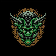 green oni mask vector illustration