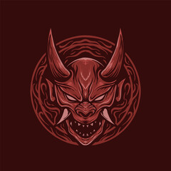 the red oni mask vector illustration