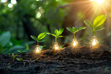 Bright idea for business growth concept