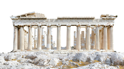 Classical Architecture Black Line & Fill Vector Icon Large Greek/Roman Temple Ancient COLUMN and Ancient CITY, Generative  Ai