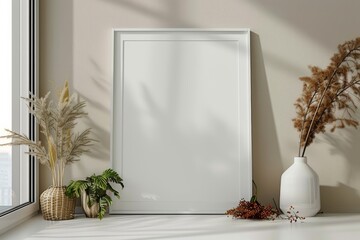 Poster Mockup in Minimalist Scandinavian Interior created with Generative AI