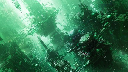 Digital Art Futuristic Technology: A photo showcasing digital art that depicts futuristic technology and concepts