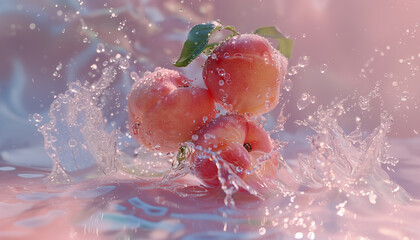peaches in the splash water