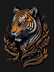 Cubist Tiger Drawing with Geometric Shapes and Fragmented Forms. Cubist Tattoo Art. Suitable for T-Shirt Design Inspiration.
