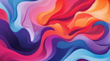 The image is an abstract painting with a colorful, wavy pattern. It is made with bright and saturated colors, and has a modern and contemporary look and feel.