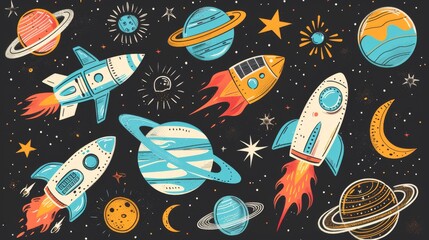 Adorable Space Stickers Set