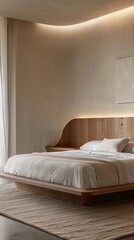 Minimalist Bed Frame with a low-profile design, smooth edges, and minimal decorative elements