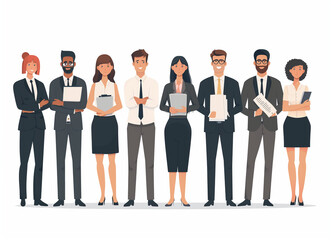 Obraz premium Business team of men and women standing in row