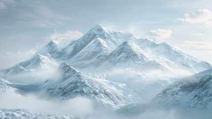 Obraz premium Serene Summit, Frosty Peaks Under a Crisp, Clear Winter Sky