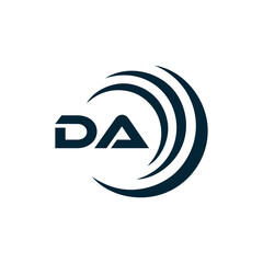 DA logo. D A design. White DA letter. DA, D A letter logo design. Initial letter DA linked circle uppercase monogram logo. D A letter logo vector design. 
