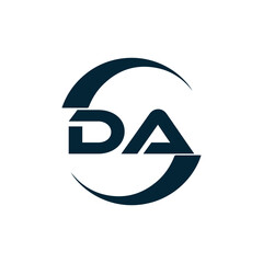 DA logo. D A design. White DA letter. DA, D A letter logo design. Initial letter DA linked circle uppercase monogram logo. D A letter logo vector design. 
