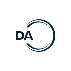 Obraz premium DA logo. D A design. White DA letter. DA, D A letter logo design. Initial letter DA linked circle uppercase monogram logo. D A letter logo vector design. 