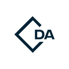 DA logo. D A design. White DA letter. DA, D A letter logo design. Initial letter DA linked circle uppercase monogram logo. D A letter logo vector design. 