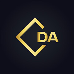 DA logo. D A design. White DA letter. DA, D A letter logo design. Initial letter DA linked circle uppercase monogram logo. D A letter logo vector design. 