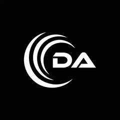 DA logo. D A design. White DA letter. DA, D A letter logo design. Initial letter DA linked circle uppercase monogram logo. D A letter logo vector design. 