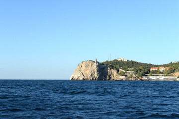 Castle Swallow's Nest on a rock at Black Sea, Crimea. It is a symbol and tourist attraction of Crimea