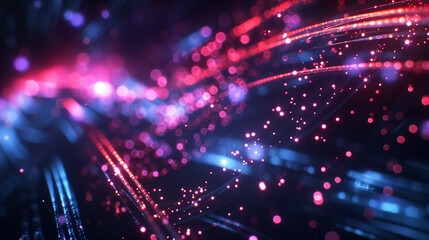 Fototapeta premium A blue and red background with many lines and dots. The background is a representation of a network of connections