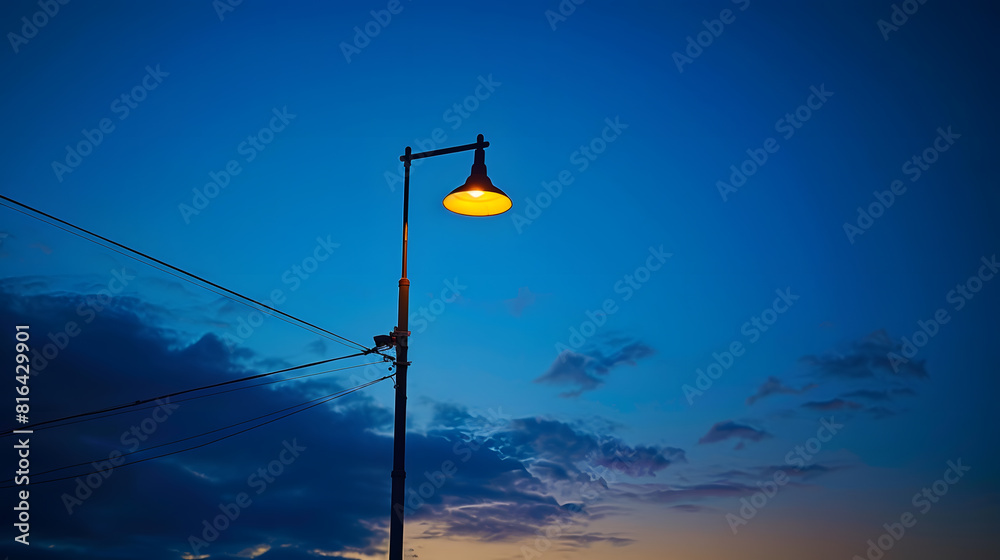 Aufkleber location photos tall black light pole on the side of the road alone in the middle of the picture has