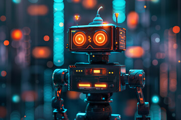 Naklejka premium AI Robot Wallpaper
